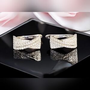 Womens Jewelry S925 Sterling Silver Small Stud CZ Earrings